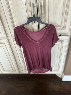 Treasure & Bond  Double-Strap V-Neck Short Sleeve Tee